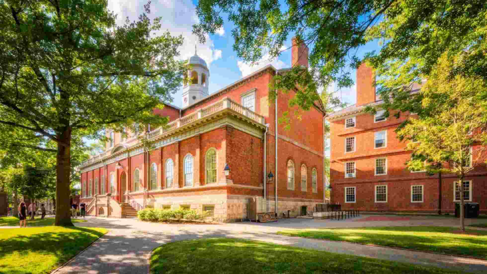 Harvard’s historic red-brick campus buildings, symbolizing few universities where a 1300 SAT score may not be sufficient.