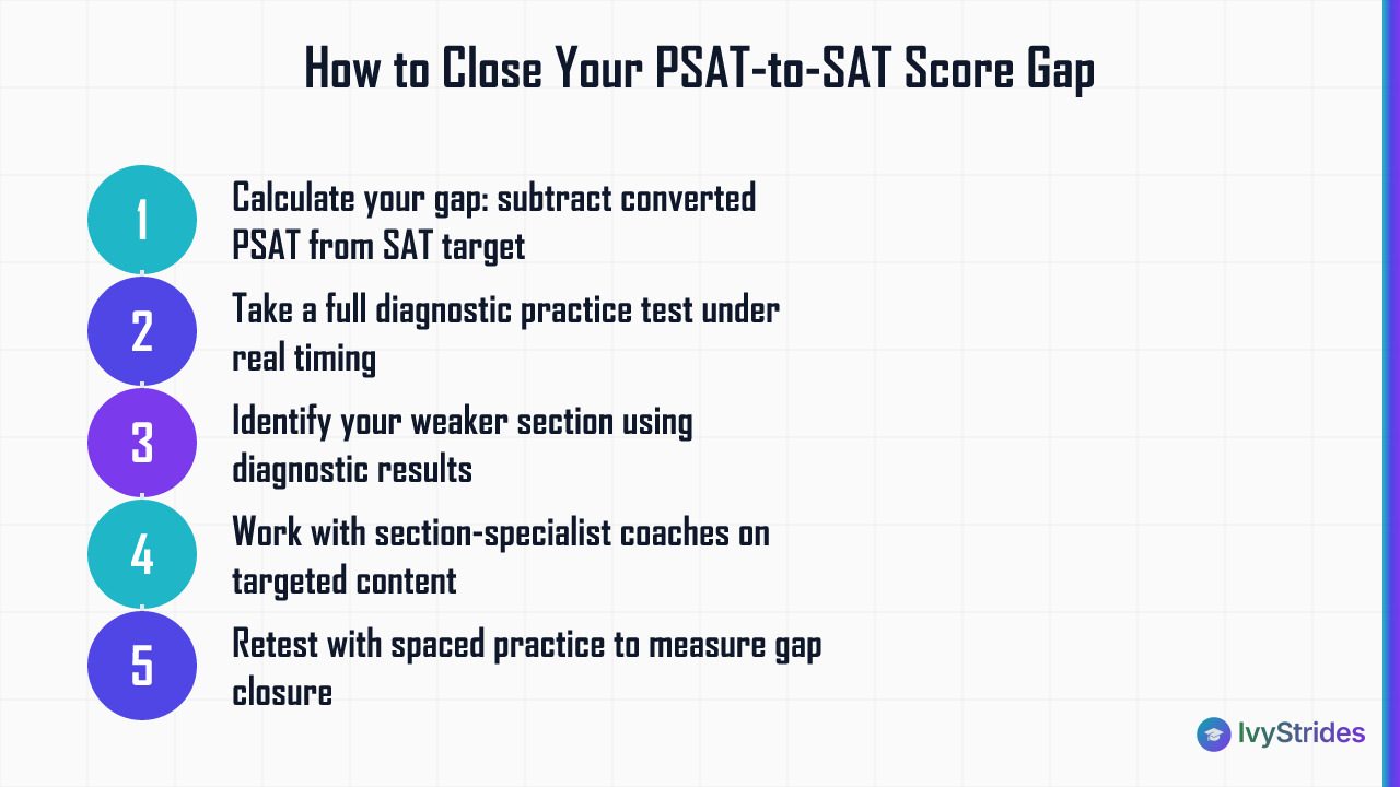 5-step process to close the gap between your converted PSAT score and SAT target score