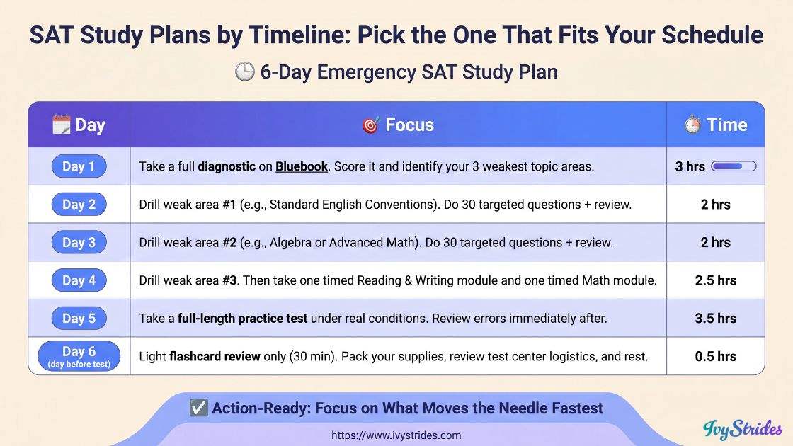 Infographic showcasing SAT study plans for various timelines, tailored for effective preparation.